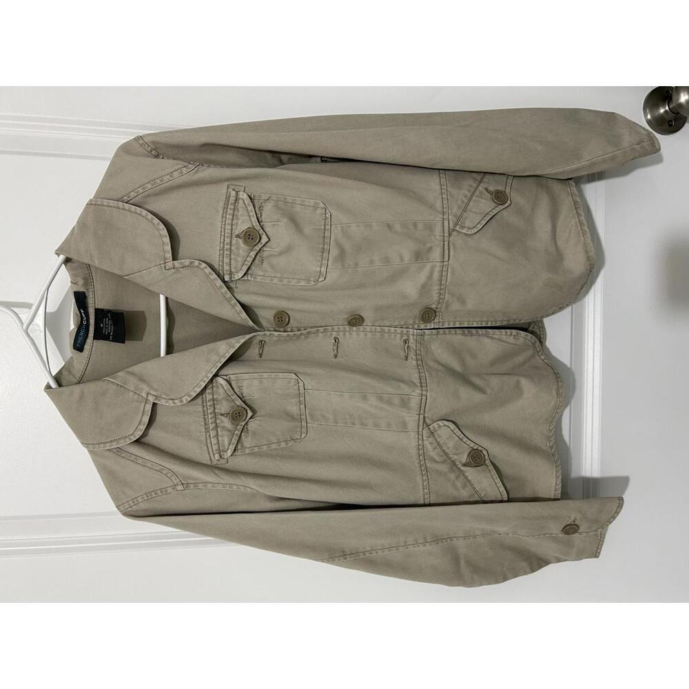 French Cuff Women's Beige Cotton Blazer Jacket Medium